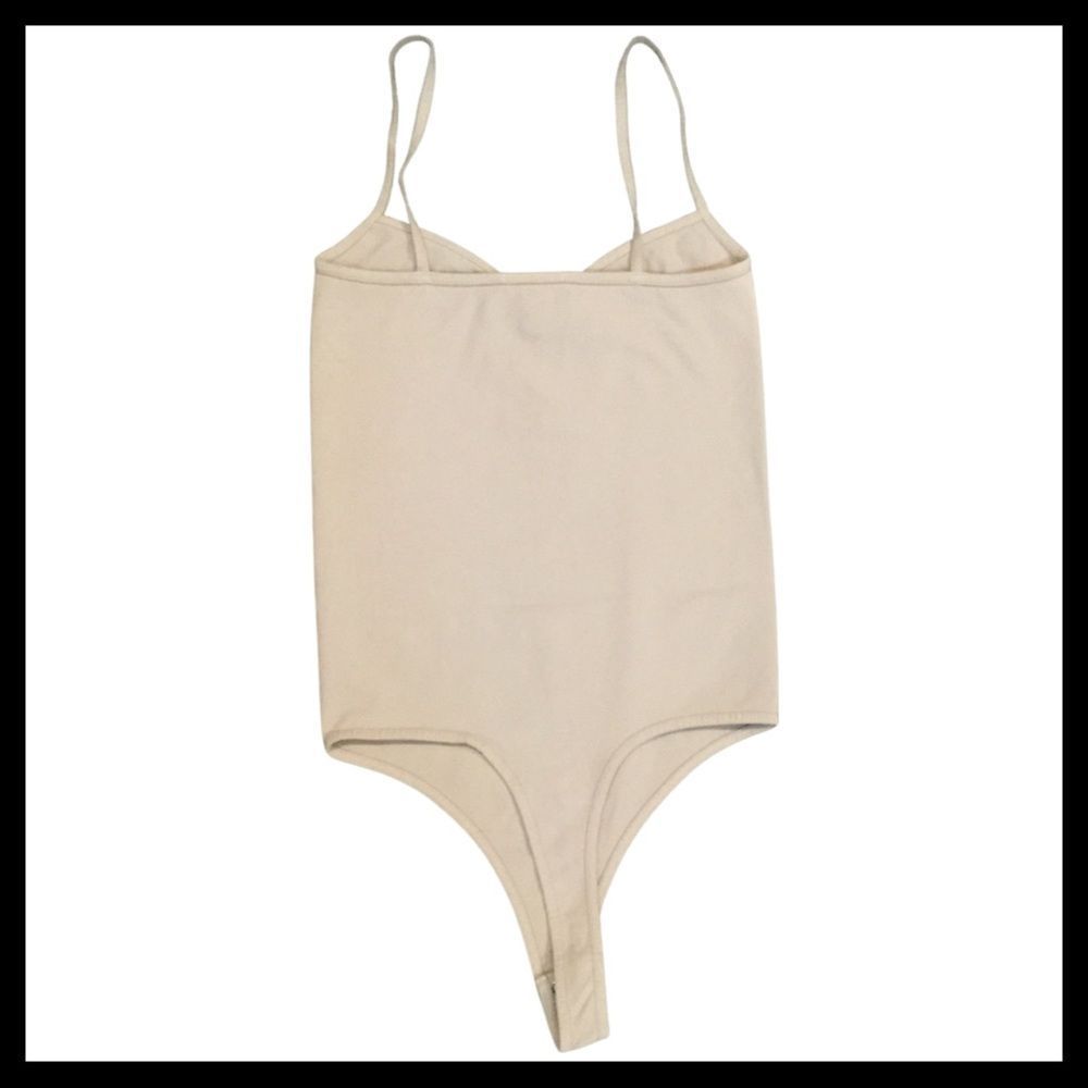 NWT, BEBE Nude V-Neck Bodysuit w/Spaghetti Straps - Small - Picture 2 of 4